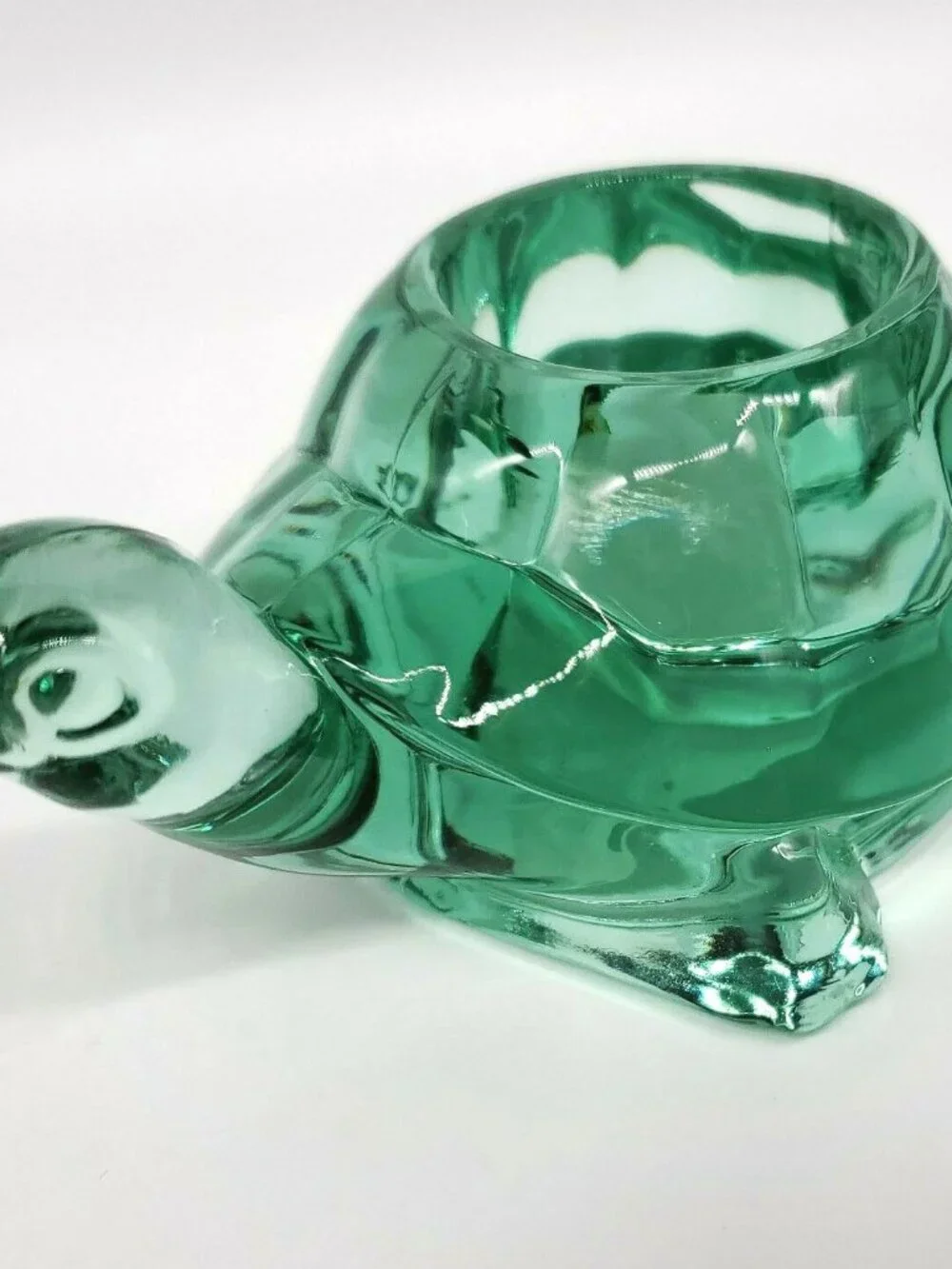 Vintage Indiana Glass Green Turtle Tealight or Votive Candle Holder